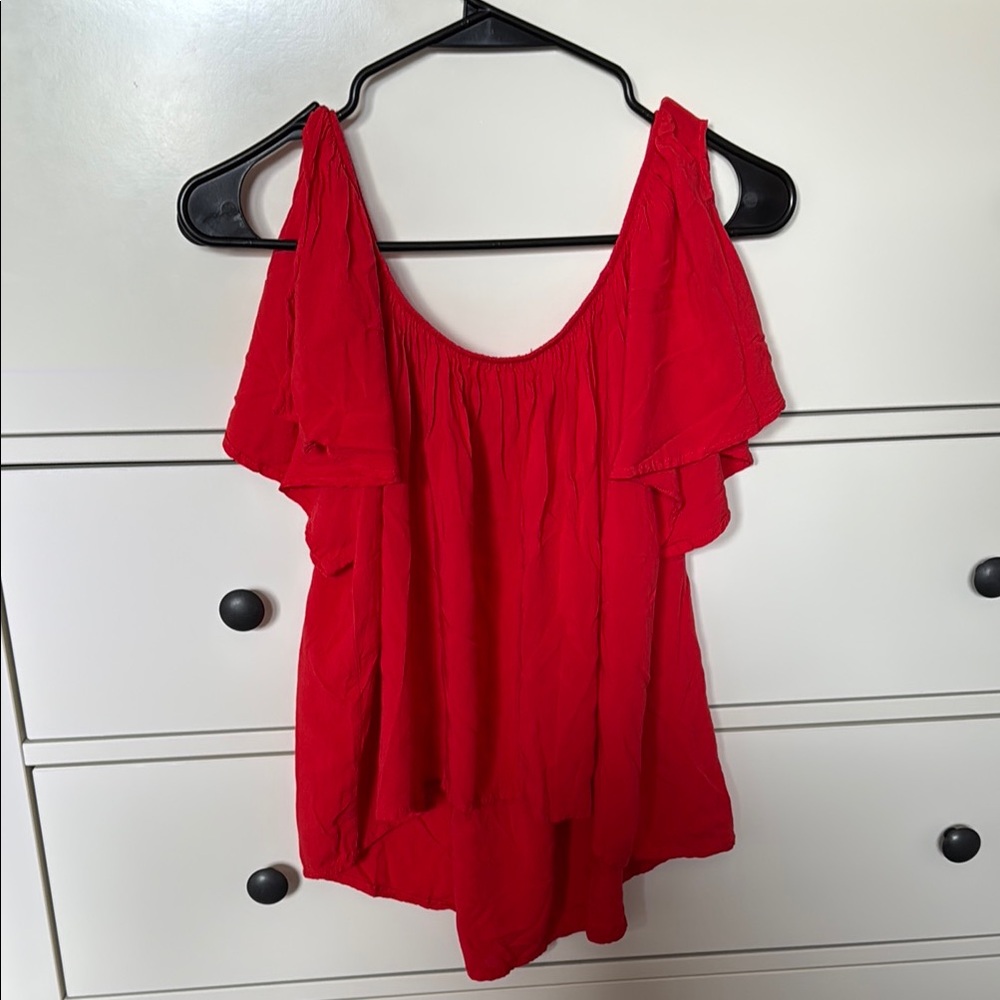 Altar'd State Red Ruffled Blouse